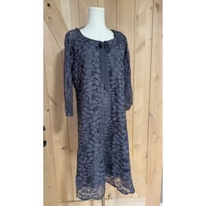 Garnet Hill | Boheme Easy Lace Dress in Gray | Size 12/14